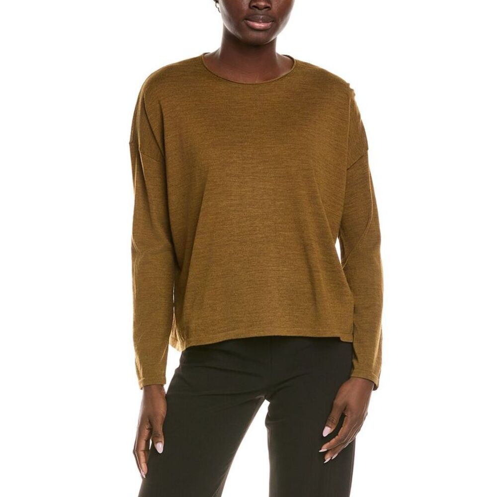 Eileen Fisher Womens Crewneck Wool Sweater, Blue